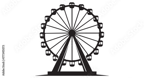 Black silhouette of a ferris wheel against a transparent background