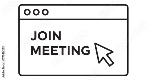 Join meeting button on a computer screen with a cursor, isolated on transparent background
