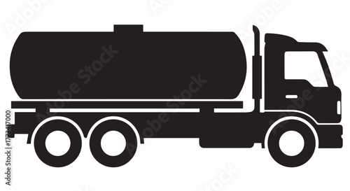 Silhouette of a tanker truck, isolated on transparent background