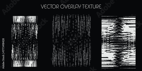 modern different types of overlay texture(paint, old, dust, cracks and other). monochrome vector collection for grunge, vintage, staight effects.