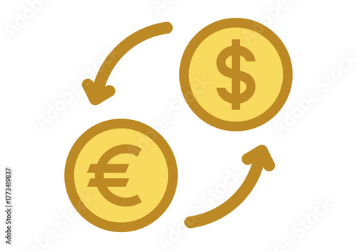 Currency Conversion Flat Colored Icon for Finance and Banking Design