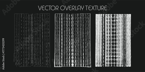 modern different types of overlay texture(paint, old, dust, cracks and other). monochrome vector collection for grunge, vintage, staight effects.