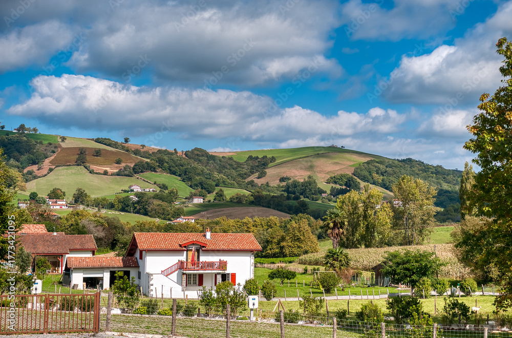 Naklejka premium Ainhoa ​​is a French town and commune located in the Pyrénées-Atlantiques department, in the Nouvelle-Aquitaine region of France.