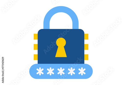 Password Protection Flat Colored Icon for Data and Online Security
