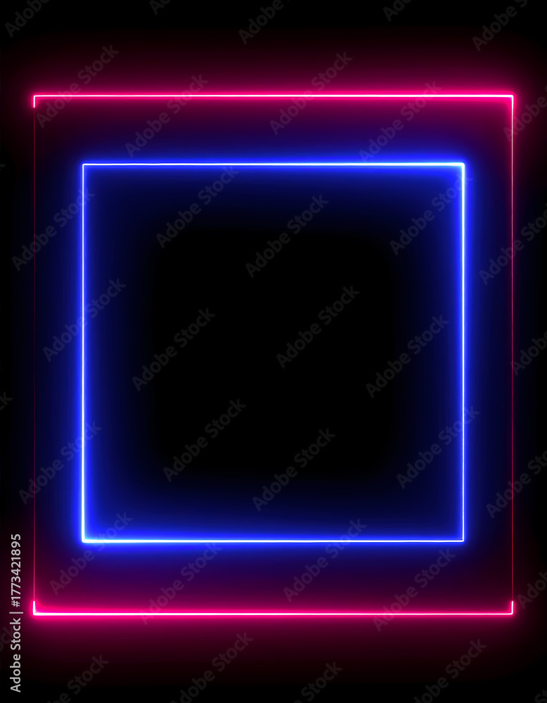 Fototapeta premium Neon light frames glowing on transparent background for creative designs