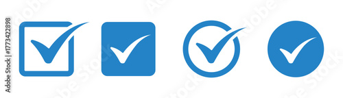 Check box icon with correct, accept checkmark icons tick box checked. Approve symbol. Check mark icon vector design. Blue check mark icon. Blue tick symbol. Vector check icon