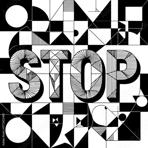 Abstract poster with the inscription "STOP