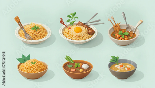 set of different kinds of food