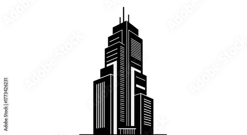 Tall skyscraper building with transparent background