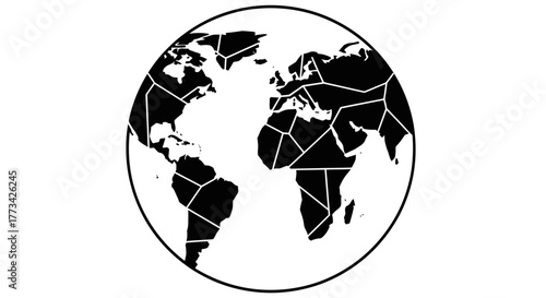 World globe outline map with transparent background