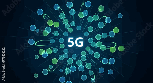 5G network connectivity concept with glowing nodes