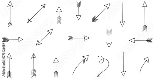 Dynamic directional arrow collection guiding choices and indicating movement direction