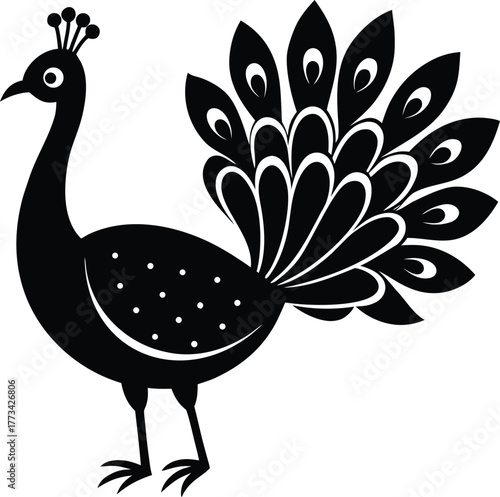 adorable peacock with colorful feathers on white .eps