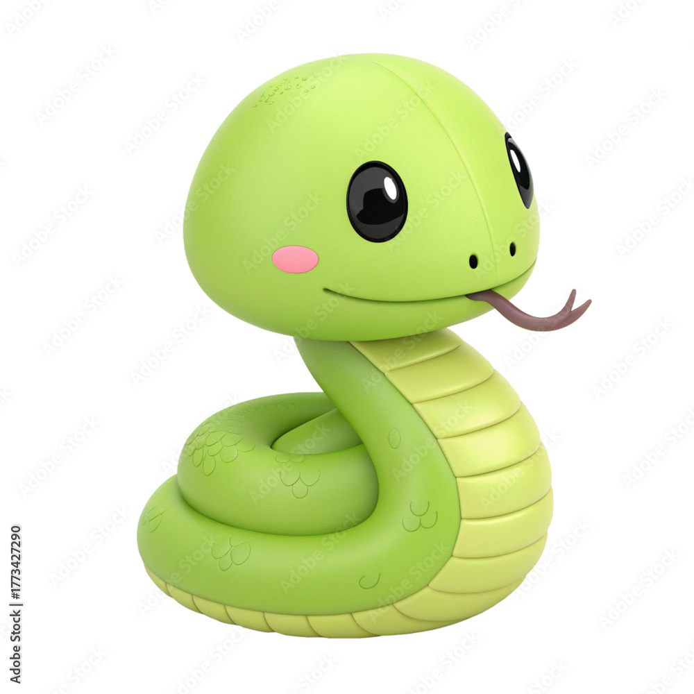 Fototapeta premium Friendly Cartoon Snake – 3D Animal Character