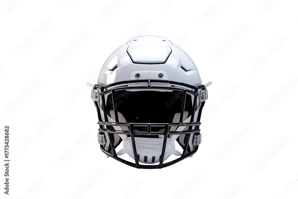 Fototapeta premium The pristine white American football helmet stands ready for the gridiron battle, showcasing its robust design and advanced protective features