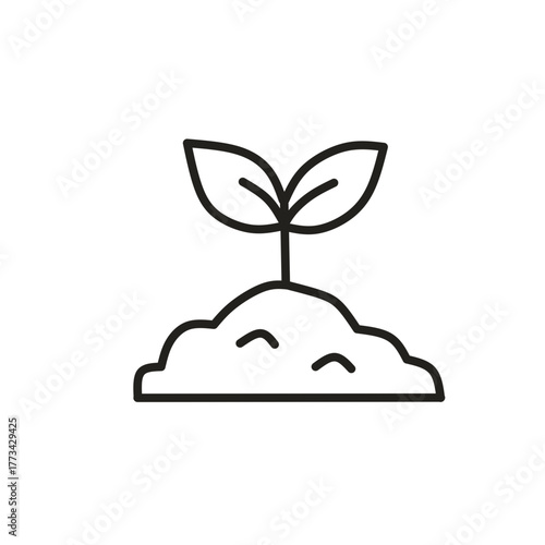 Seedling branch with leaves eco growing icon