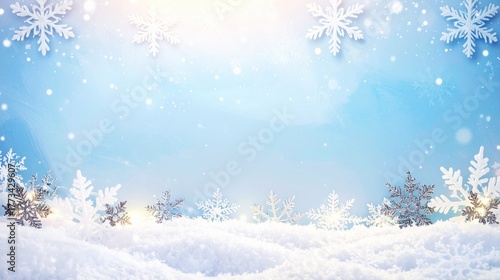 Wallpaper Mural Beautiful Winter Snow Background with Snowflakes and Soft Blue Sky Torontodigital.ca