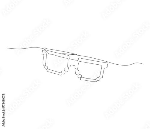 One continuous line drawing of eyeglasses. single line of glases. illustration of sunglasses. editable outline