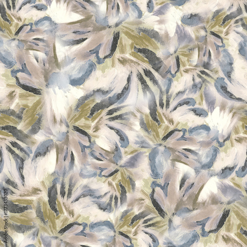  Oil Paint Seamless Flower Pattern Abstract