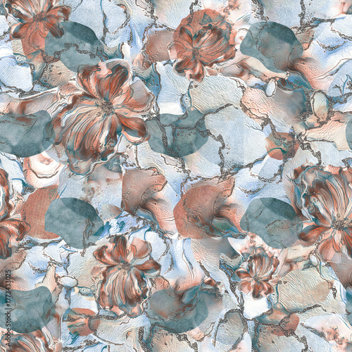  Oil Paint Seamless Flower Pattern Abstract