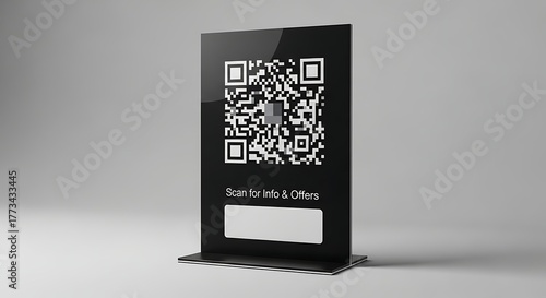 QR Code Display Stand for Information and Offers.