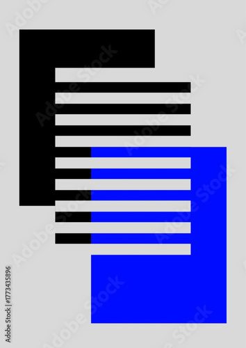 Minimal geometric wallpaper made with black, white, and blue to create perfect balance