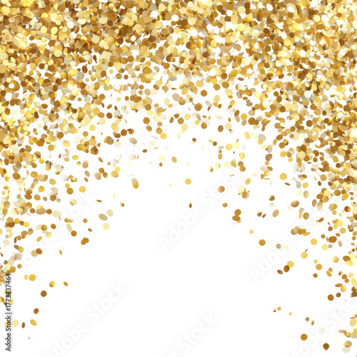 Golden glitter sparkles cascading over black background