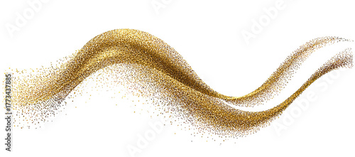 Wallpaper Mural A sparkling golden ribbon flows like a wave against a black background Torontodigital.ca