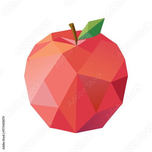 Geometric red apple, a modern design style