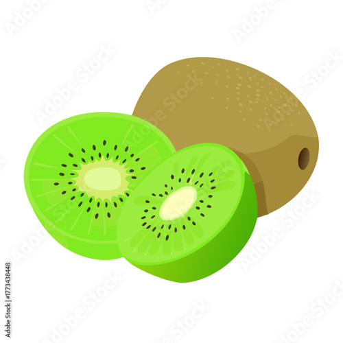 Illustration of a sliced kiwi