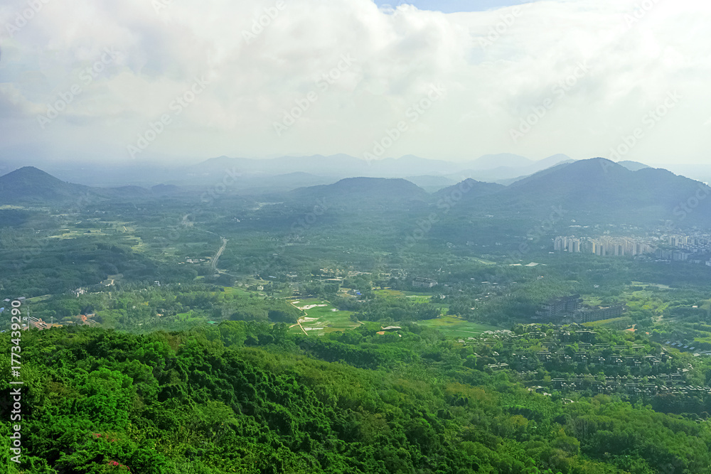 Naklejka premium View of the beautiful jungle depths of Yanoda Park on Hainan Island, China.