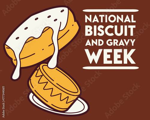 Celebrating National Biscuit and Gravy Week with Delicious Cartoon Biscuits and Gravy Illustration illustration
