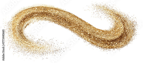 Golden glitter dust forming a whimsical infinity symbol on black
