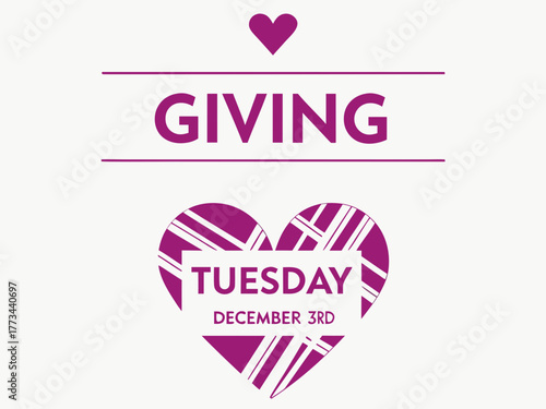 Giving Tuesday December 3rd Promotion with Heart and Stripes in Purple and White promotional