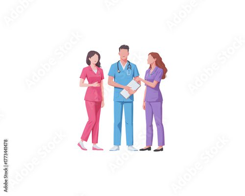 Medical Team Discussion Doctors and Nurses in Conversation