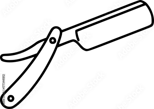 Straight razor line icon. Minimalist icon isolated on white background.