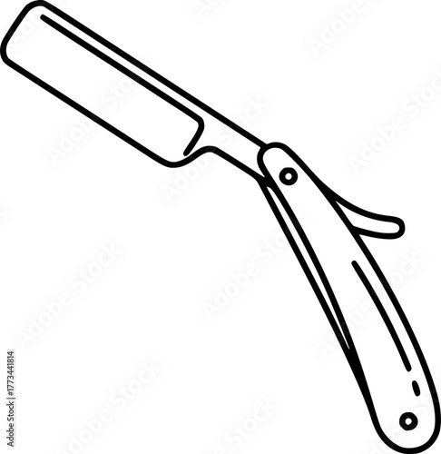 Straight razor line icon. Minimalist icon isolated on white background.
