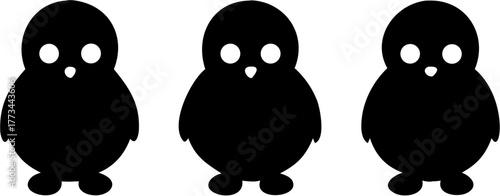 Charming monochrome penguins march onward, perfect for winter promotions, logo design, or celebrating wildlife conservation with minimalist style