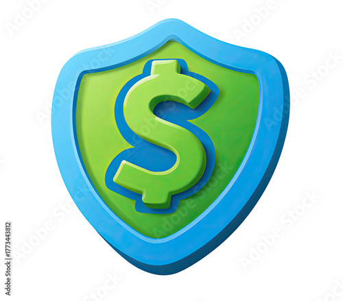 Shield with dollar sign, representing security and finance