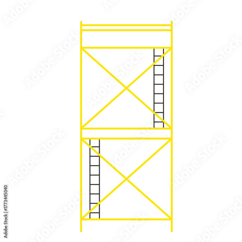 Scaffolding. Vector flat design aluminum prefabricated scaffolding isolated illustration white background.