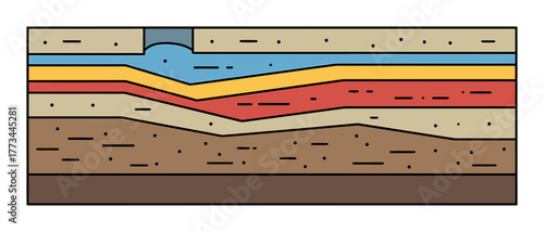 Minimalist Soil Horizons Vector Profile, Geological Cross-Section Diagram