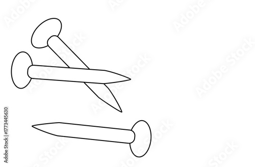Cute cartoon hand drawn vector iron nail outline.