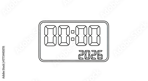 Digital clock showing 2026 countdown against the transparent background
