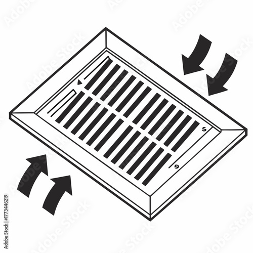 Air vent with arrows showing airflow