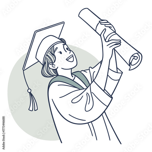 Happy graduate girl holding diploma