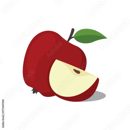 Red apple with slices, eps 10 format	
