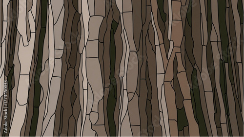 Abstract Woodland Bark Pattern - Earthy Tones Vertical Texture Illustration for Natural Designs