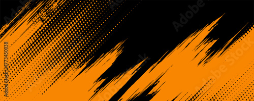 orange black brush Car sticker wrap pattern banner abstract sporty lines black orange color combination grunge brush modern pattern racing motorsport vector design.
