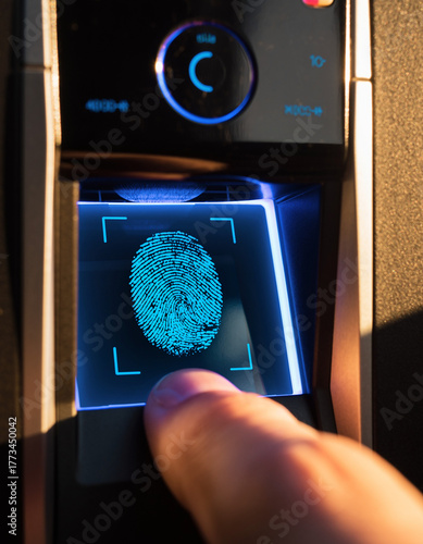 high tech scanner reading digital fingerprint interface