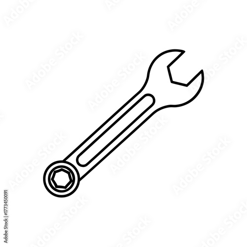 Outline of a wrench tool art on transparent background
